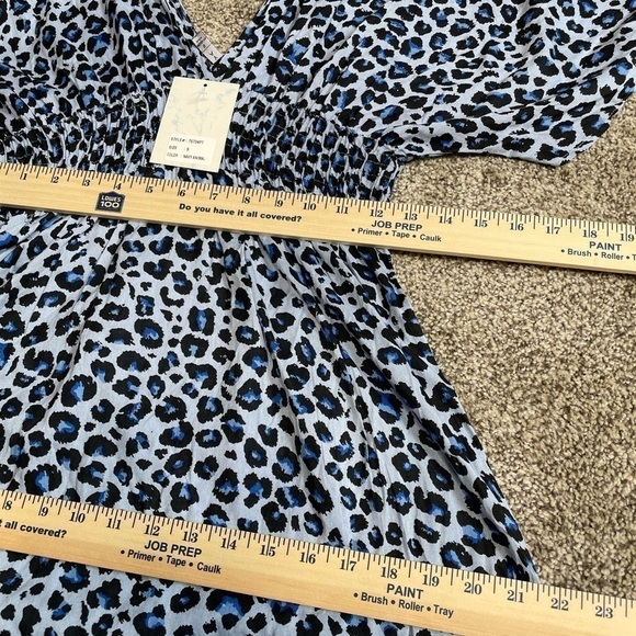 Raviya Dress Beach Resort Cover Up Navy Animal Print Side Slits Popover S New - Picture 4 of 11